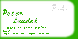 peter lendel business card